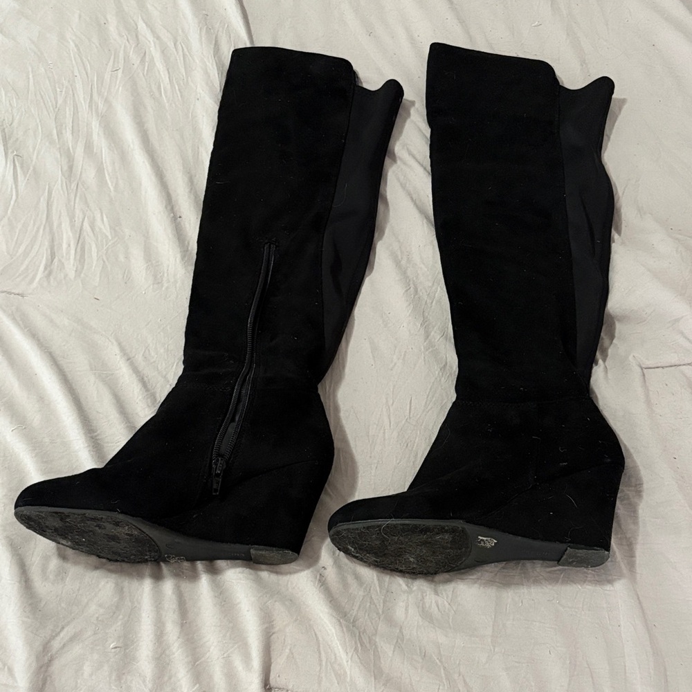 Women’s Black Knee-High Wedge Boots